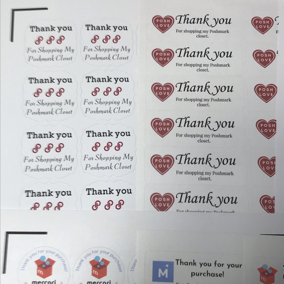 20 pages thank you mixed stickers Poshmark and Mercari - Picture 3 of 16